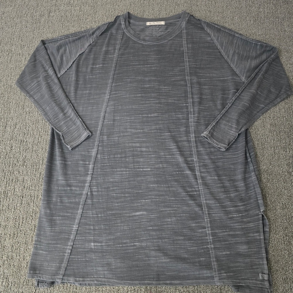 Free People We The Free Oversized Tunic Top L Gray Raw Seam Slouchy Boho